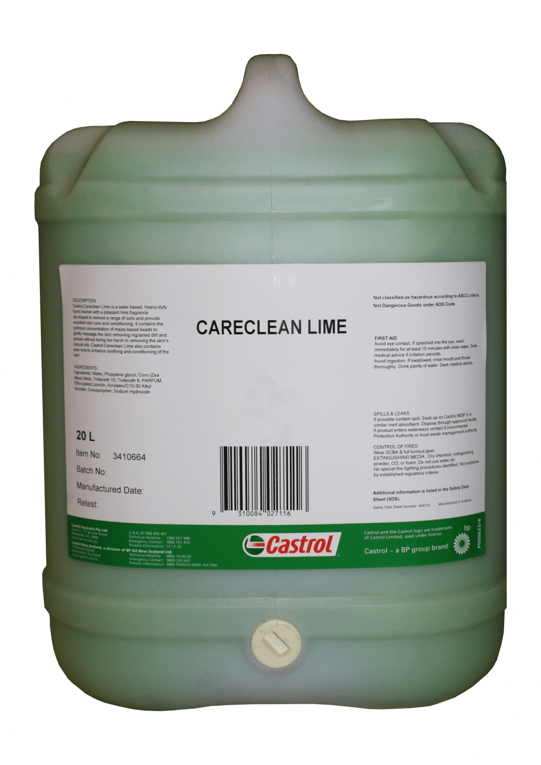 Castrol Careclean Lime Handcleaner Dynamic Fluid Systems